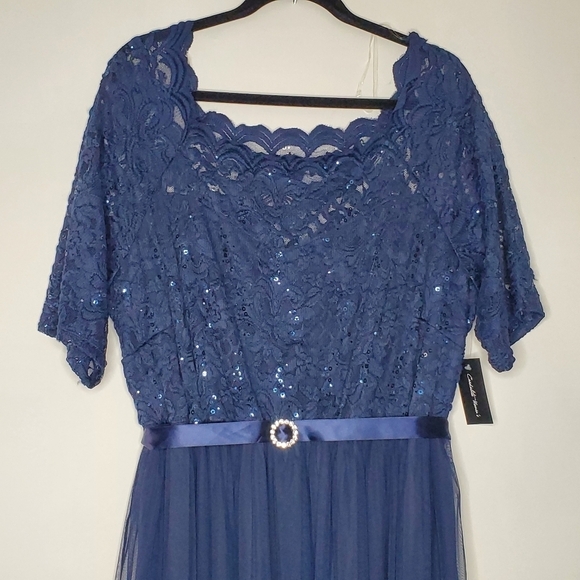 Candalite Women's Sequin Lace Maxi Dress Size 3X Lined Mesh Formal Gown NEW - Picture 3 of 16